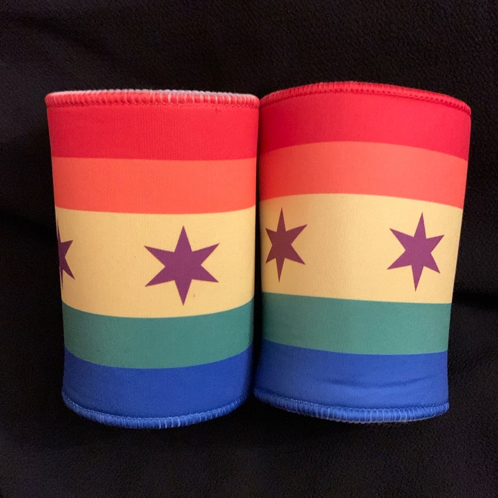 NWOT Chicago Rainbow Flag Beer Coozies Set of 2 New